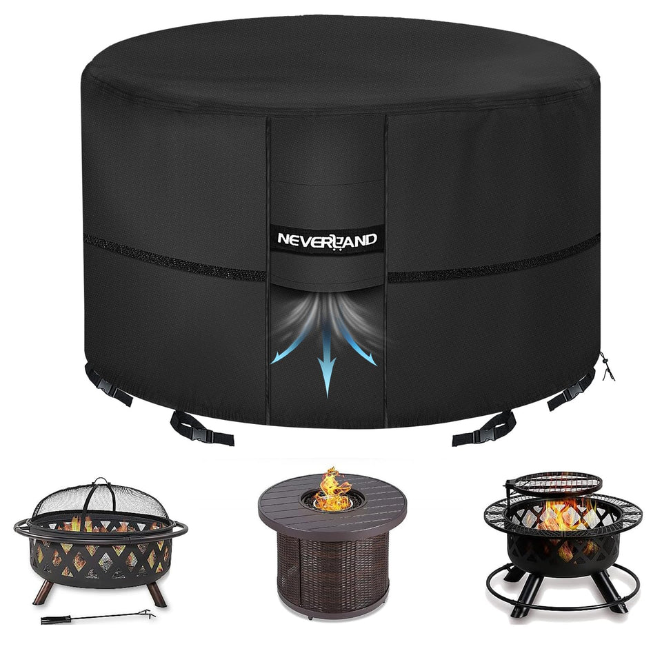 NEVERLAND round fire pit cover 36x24 inches protects against moisture and dust.