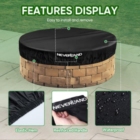 NeverLAND waterproof 600D Oxford fabric shields the fire pit from rain.