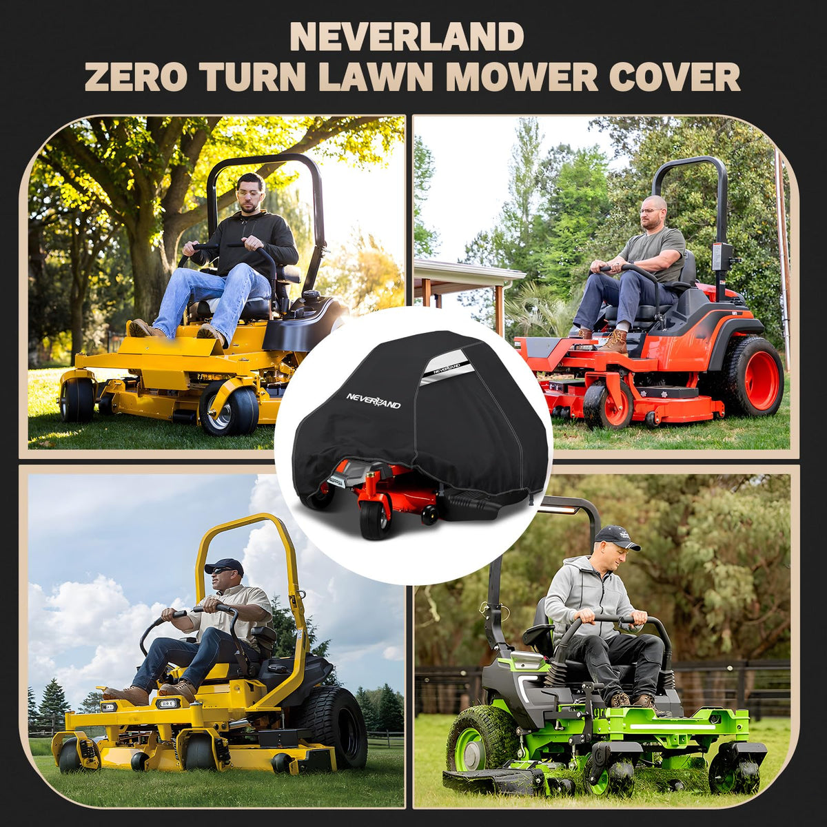 NeverLAND mower cover handle design enables quick installation and removal.