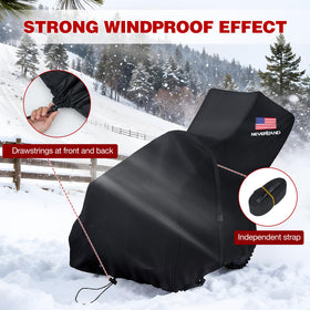Front elastic band and 3-meter strap keep cover securely in place during strong winds.