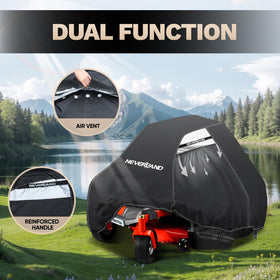 NeverLAND mower cover dimensions 79x46x55 inches shown for universal fit.
