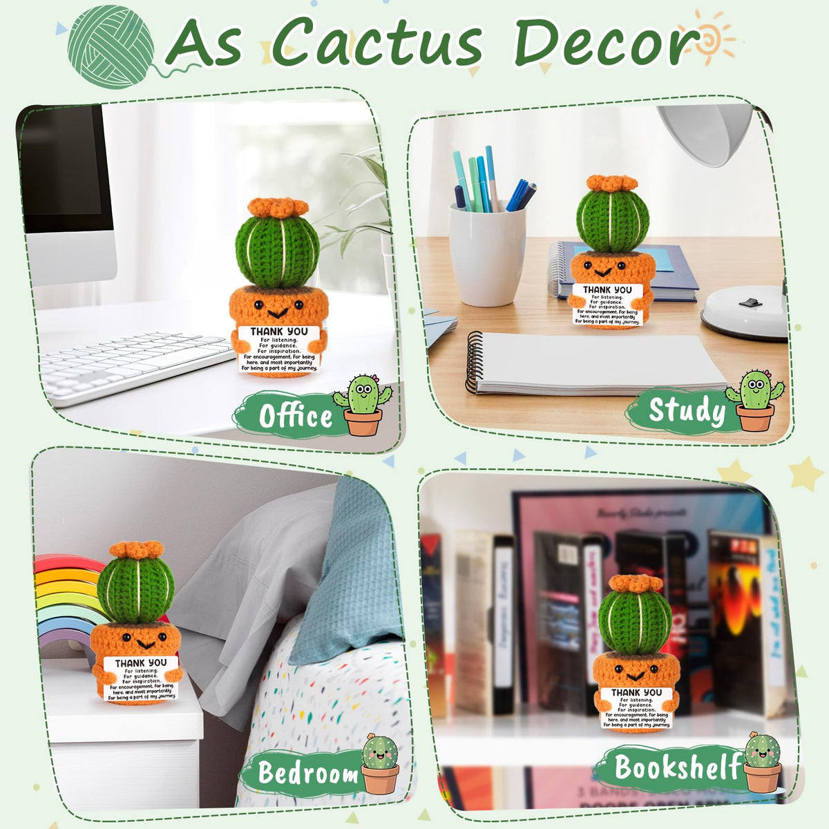 NEVERNERVE emotional support cactus keeps encouragement near