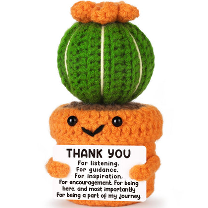 NEVERNERVE mini crochet cactus on desk display promotes appreciation and daily motivation