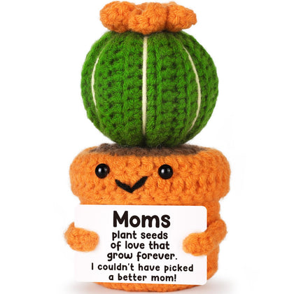 NEVERNERVE mini crochet cactus gift for mom, perfect desk display and keepsake