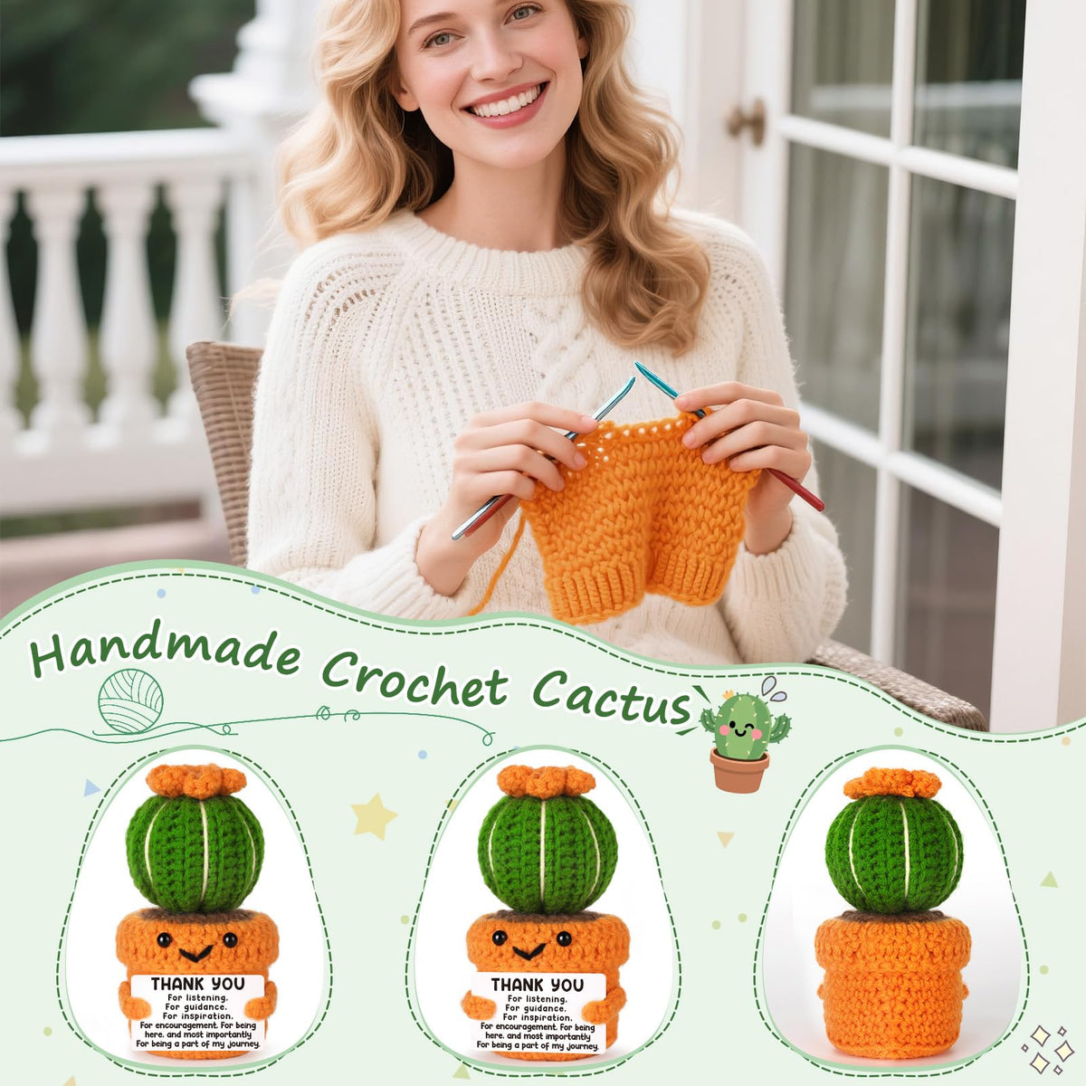 NEVERNERVE soft yarn cactus for colleagues, a warm keepsake gift