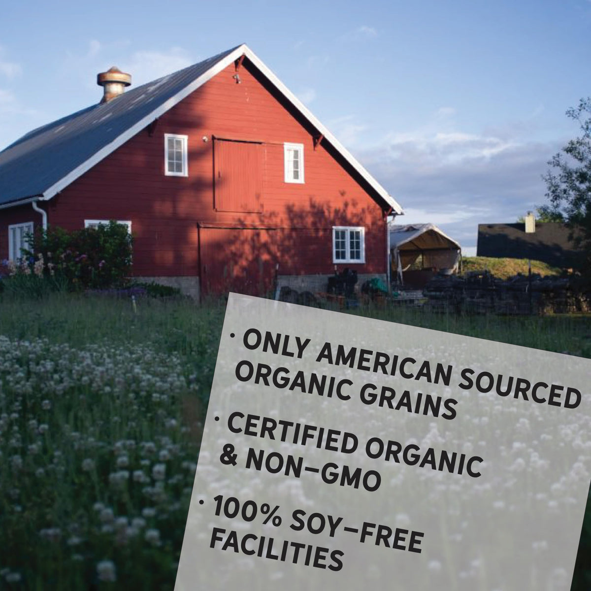 New Country Organics organic certification badge on bag implies clean farming standards.