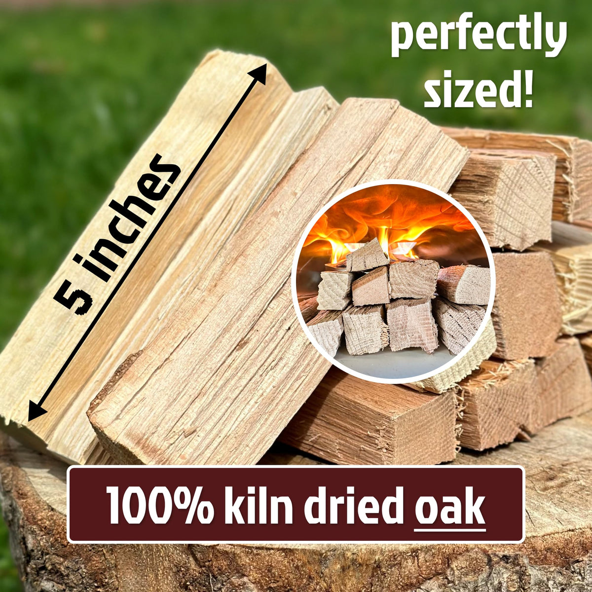 New England Cookwood 5inch pieces sized for easy fit in ovens and grills.
