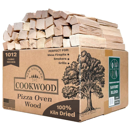 NEW ENGLAND COOKWOOD Savory Blend 5-inch wood packaging, plastic-free and ready for easy storage.