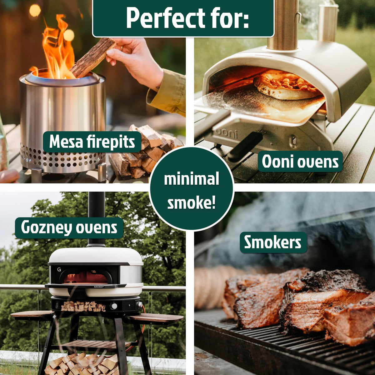 NEW ENGLAND COOKWOOD Savory Blend logs closeup with kiln-dried texture for high-heat cooking.