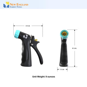 New England Garden Tools all-purpose nozzle handles cleaning, gardening, and workshop tasks efficiently.