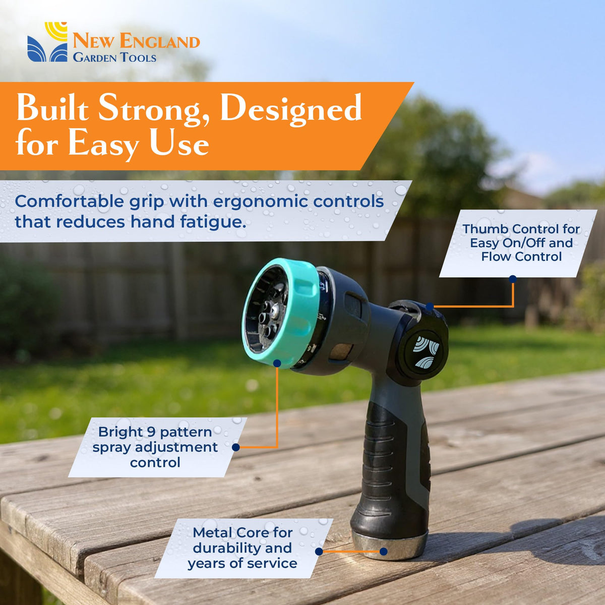 New England Water Tools metal-core nozzle delivers durable performance in outdoor tasks