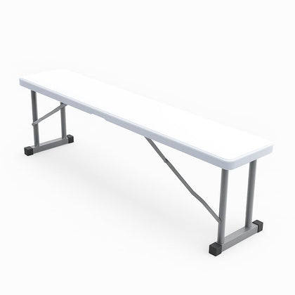 New Home Era folding bench compact storage shown folded for easy transport.