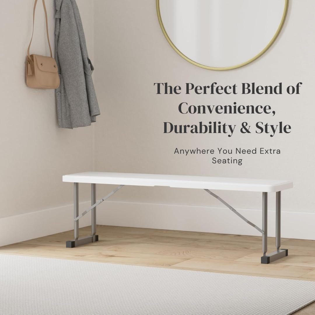 New Home Era folding bench open for indoor and outdoor seating.