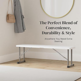 New Home Era folding bench open for indoor and outdoor seating.