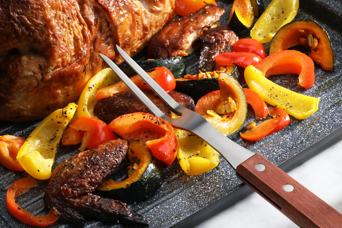 New Star Foodservice BBQ fork wood grain detail reflects craftsmanship.