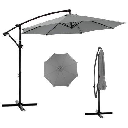 NEWBULIG 10ft offset cantilever umbrella shading poolside areas with open beneath space