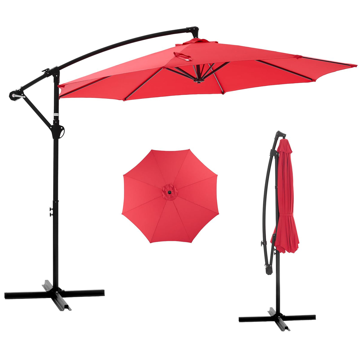 NEWBULIG 10FT offset cantilever canopy provides wide shade for patios
