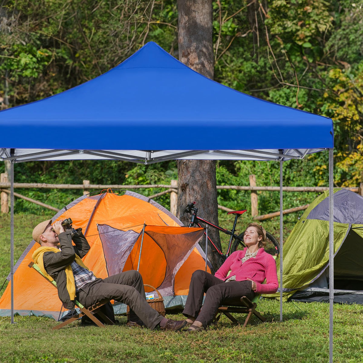 NEWBULIG beach setup provides shade for family and gear.