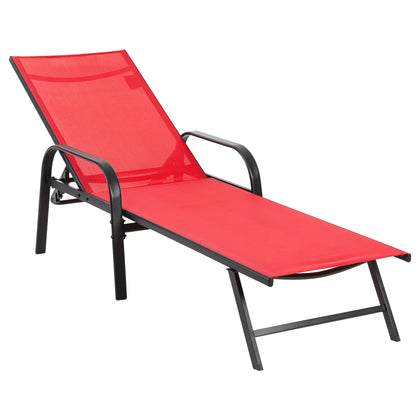 NEWBULIG outdoor lounge chair with 5-position backrest for poolside comfort