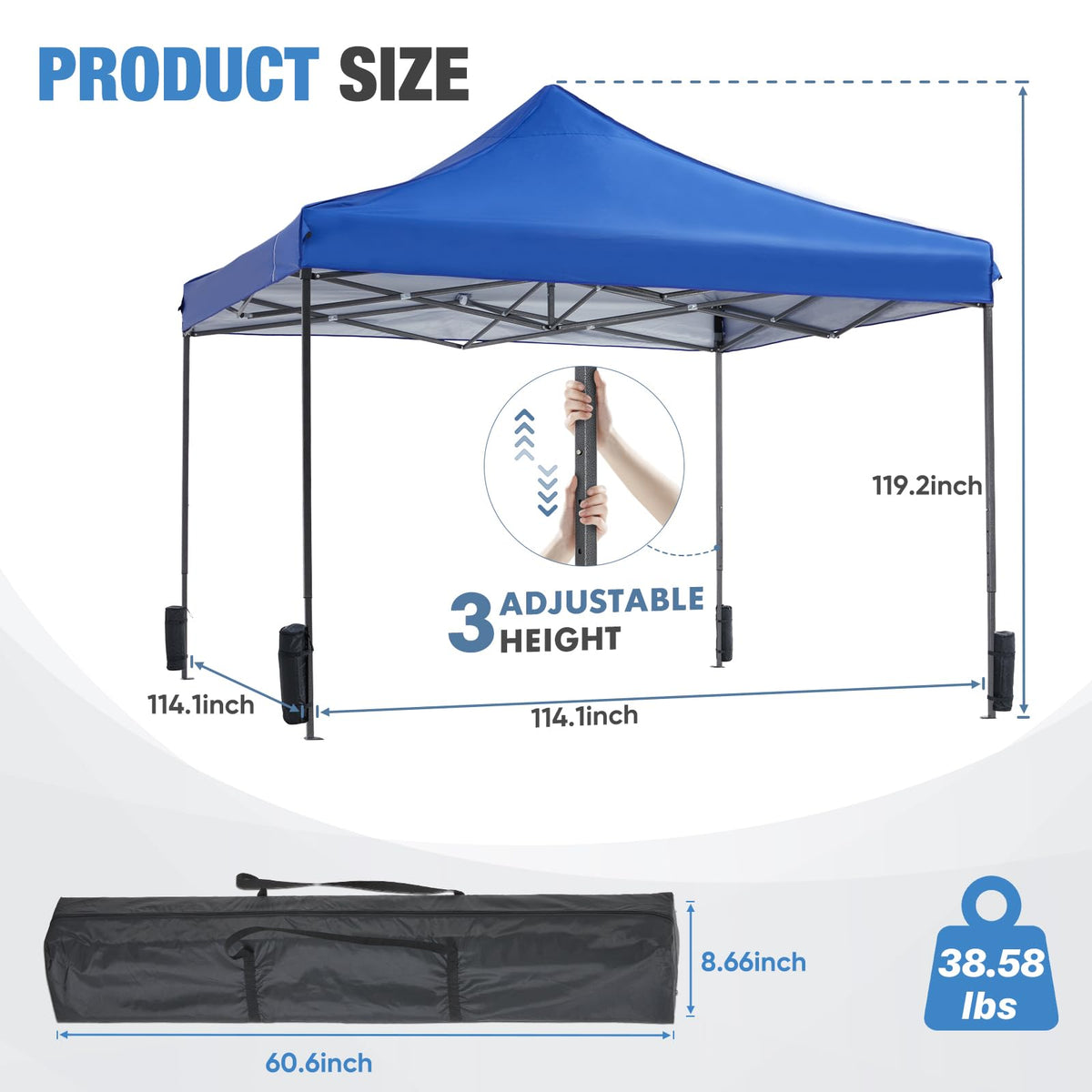 NEWBULIG portable canopy fully assembled in minutes, no tools required.