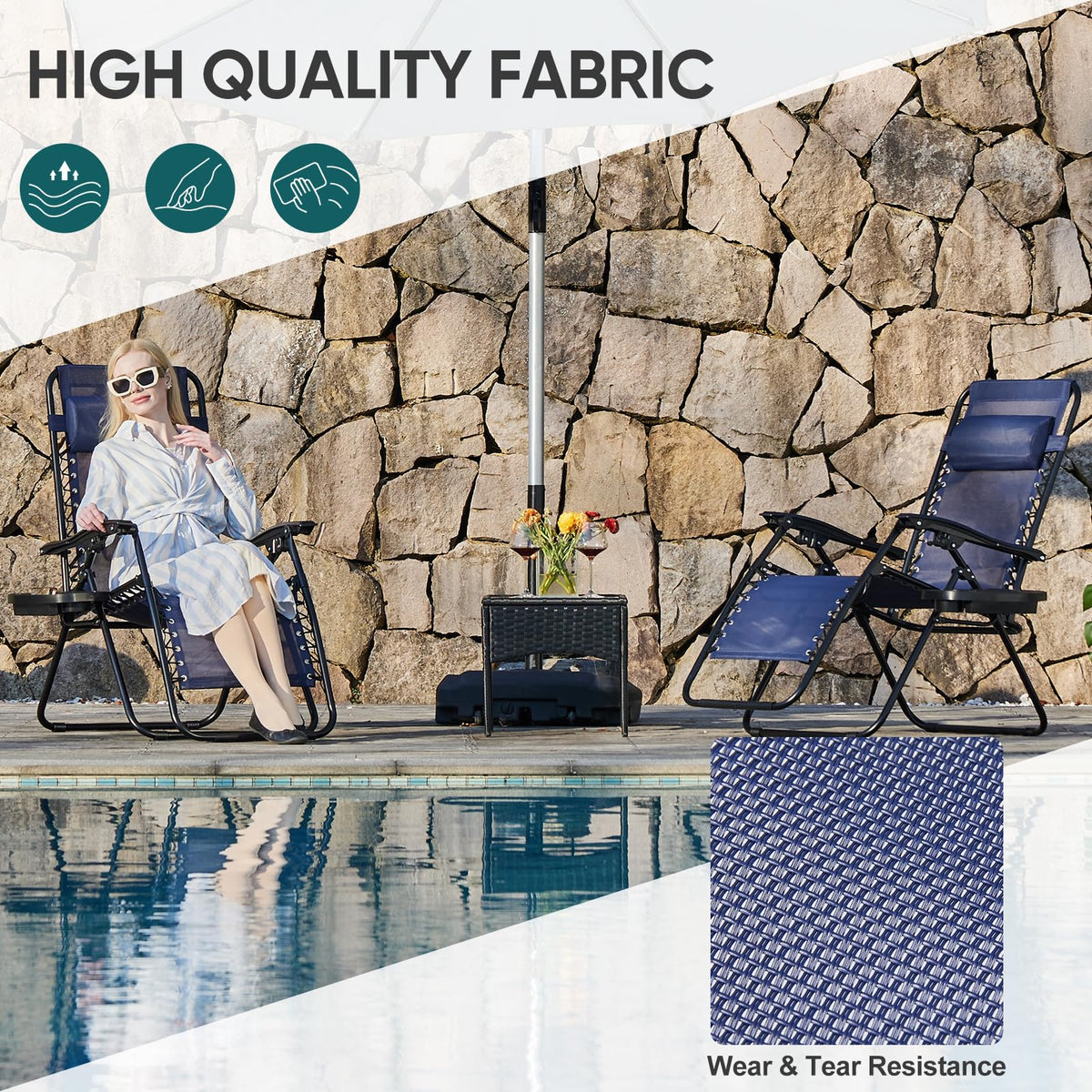 NEWBULIG chair adjustable back angle enables relaxing recline outdoors