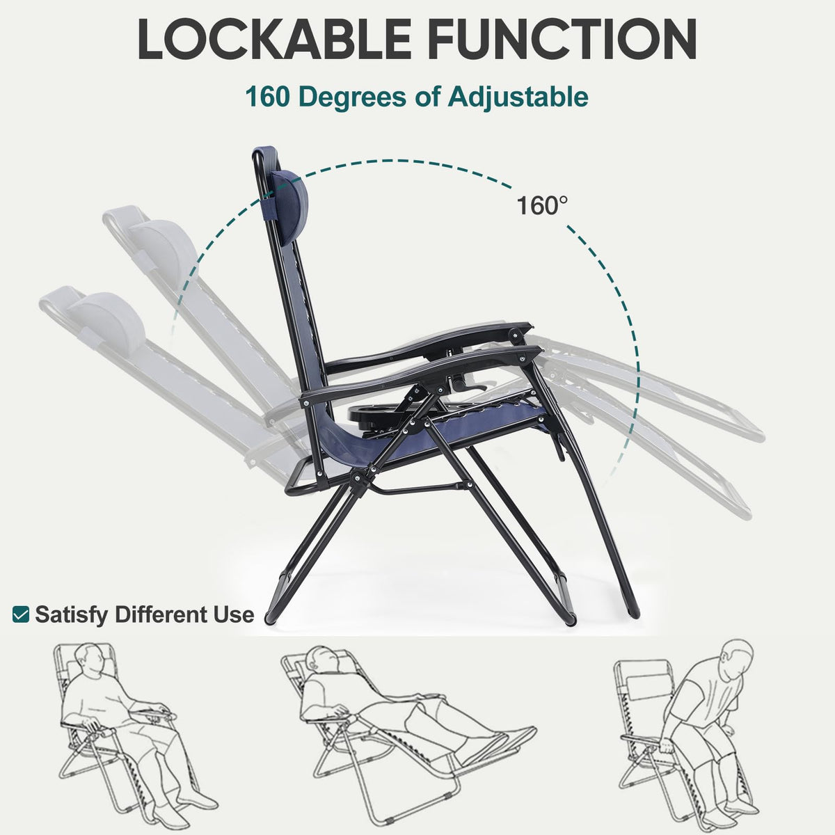 NEWBULIG chair detachable tray provides drink and device storage during leisure