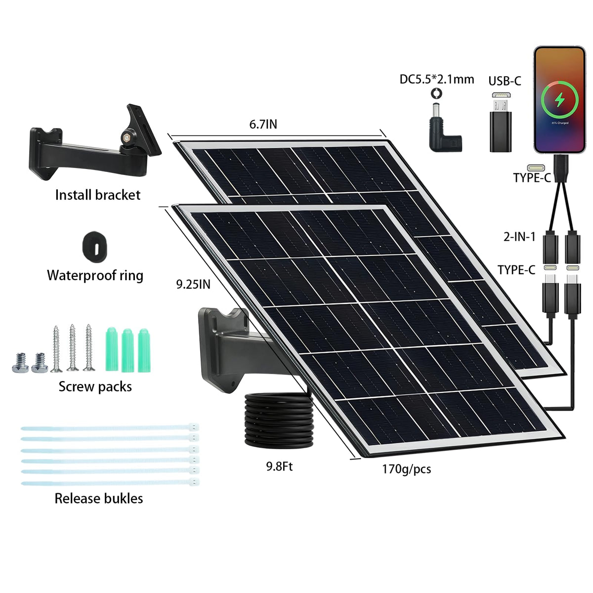 NEWCONNY two 8W solar panels enable flexible, split deployments