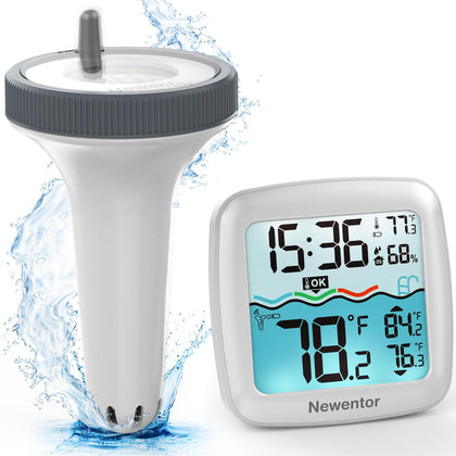 Newentor pool thermometer floating display shows water temperature clearly for easy checks.