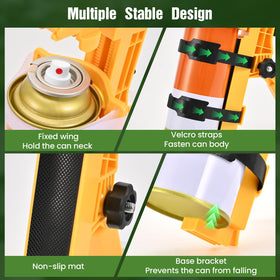 NEWFLY extension with base bracket and non-slip mat secures the can for steady spraying.