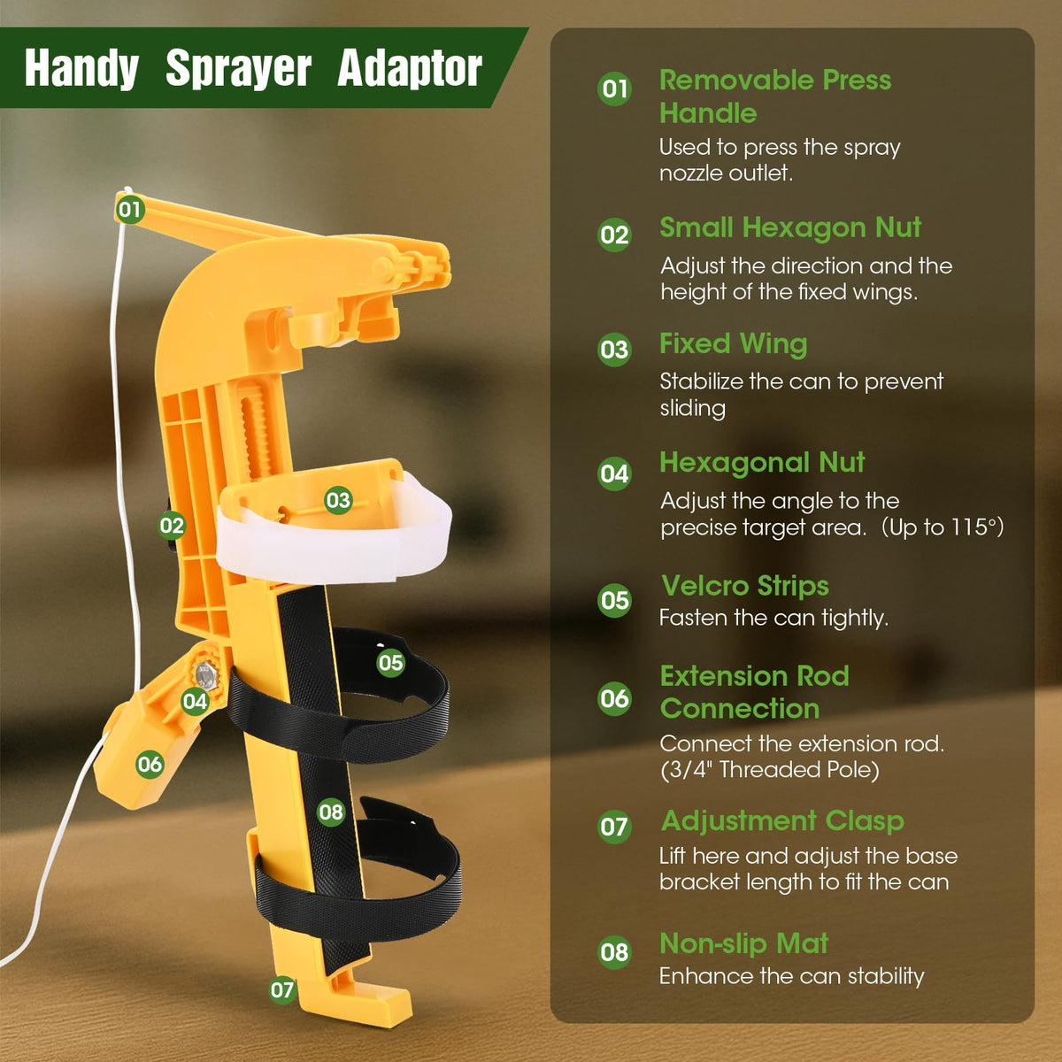 NEWFLY safe spraying method emphasizes ladder-free use and protected surroundings.