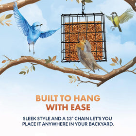 Newhouse Pet Suet Basket side view highlighting durable metal construction for outdoor use