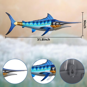 Newinhome Ocean Dreams Swordfish wall art detail showing lifelike fins