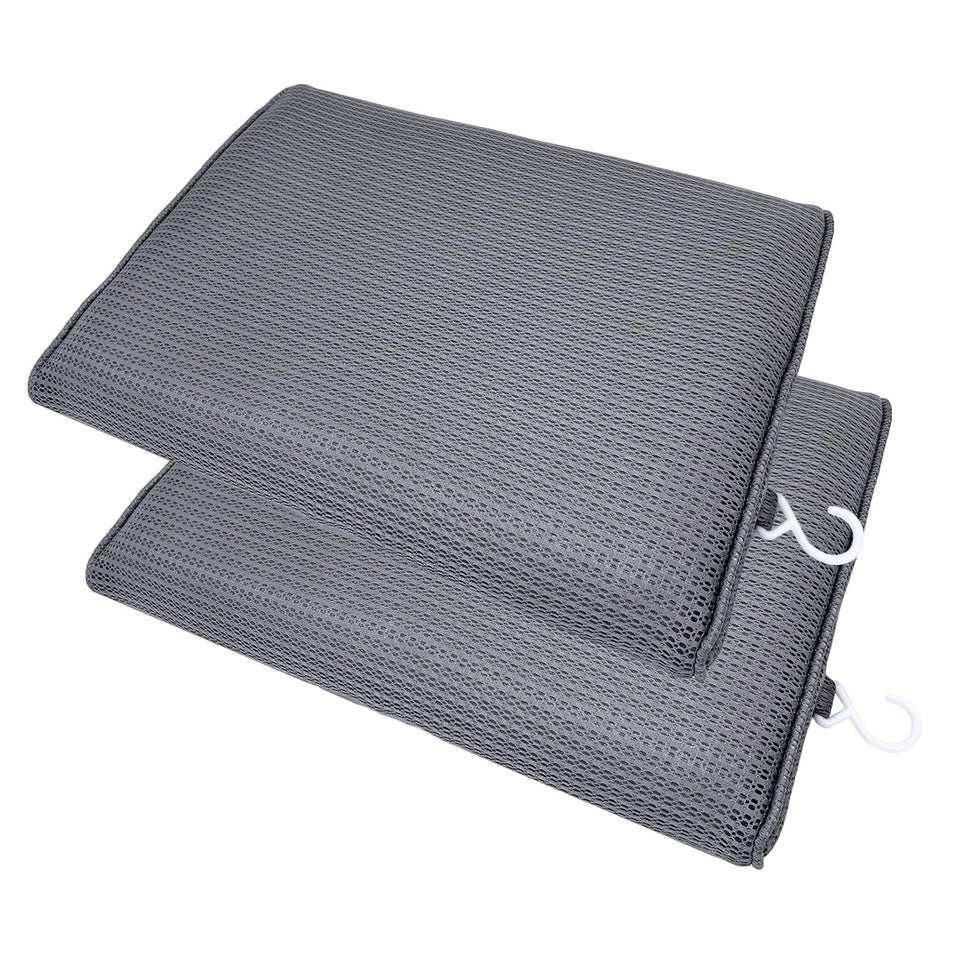 Newivi 2-pack sauna seat cushions gray fabric close-up showing durable polyester for long wear.