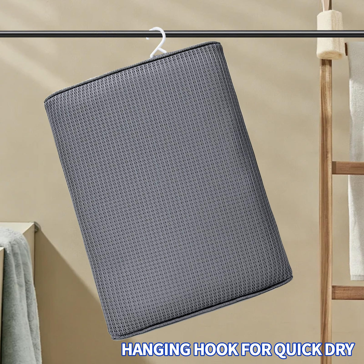 Newivi 2-pack shower-chair cushion gray used on a bath chair for seating.