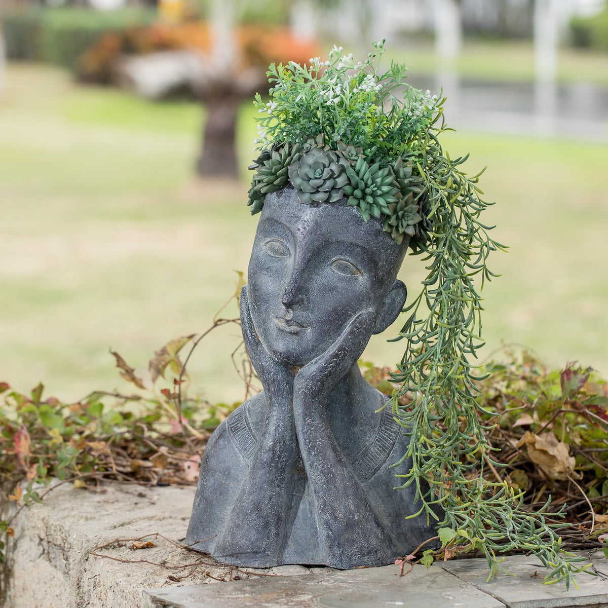 Newman House Studio 16.7-inch tall planter designed for real or artificial plants.