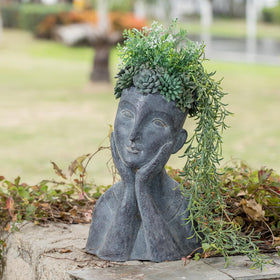 Newman House Studio 16.7-inch tall planter designed for real or artificial plants.