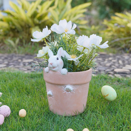 Newman House Studio Easter bunny pot front view, ideal for spring decor and small plants.