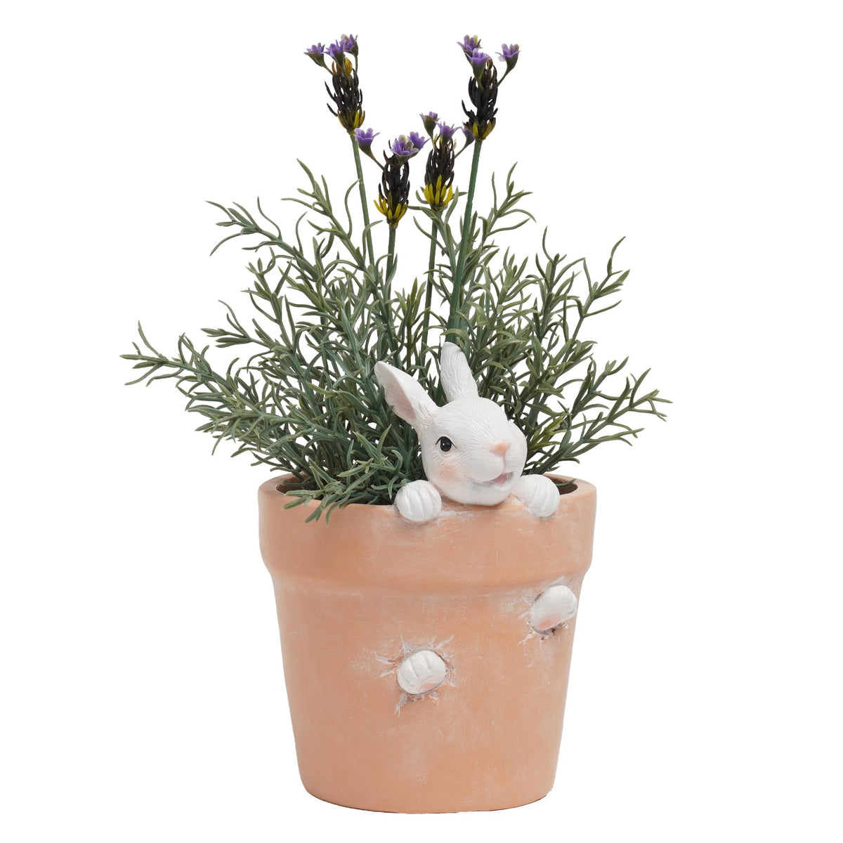 Newman House Studio Easter bunny pot side angle, perfect for shelves and tabletops.