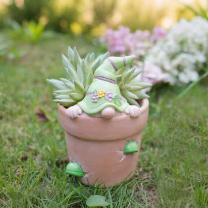 Newman House Studio flower-pot with spring gnome brightens indoor spaces