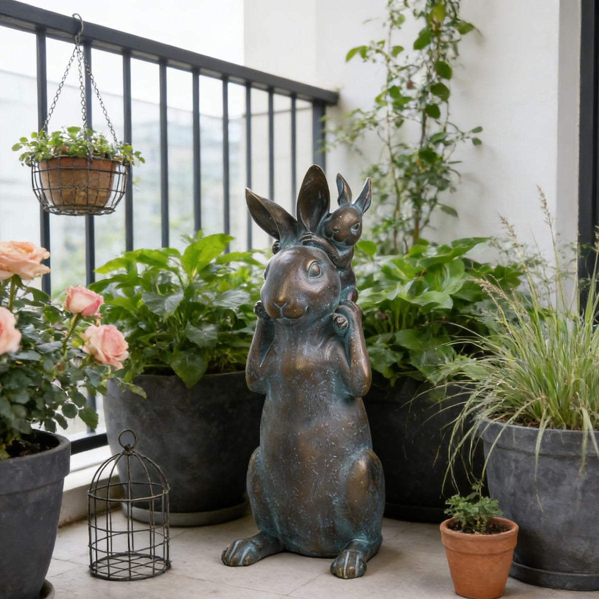 Newman House Studio Hand-painted resin bunny figurine with realistic detailing.