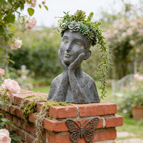 Newman House Studio Modern Impressionist Planter Sculpture, gray finish complements indoor decor.