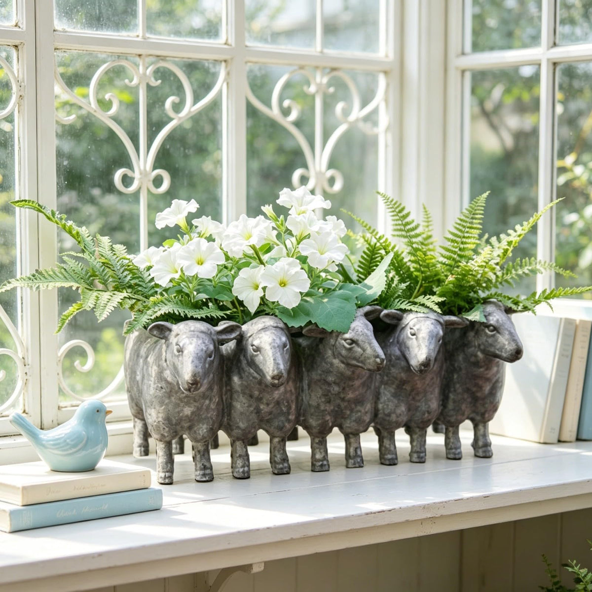 Newman House Studio Resin Sheep Planter gift-ready packaging available