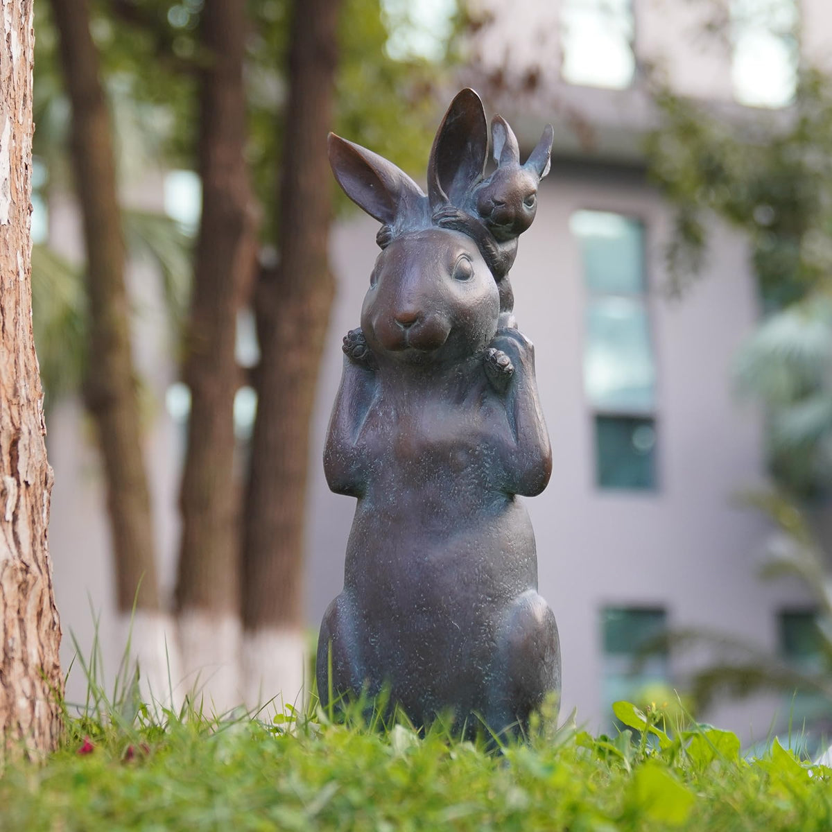 Newman House Studio Spring bunny decoration enhances yard curb appeal.