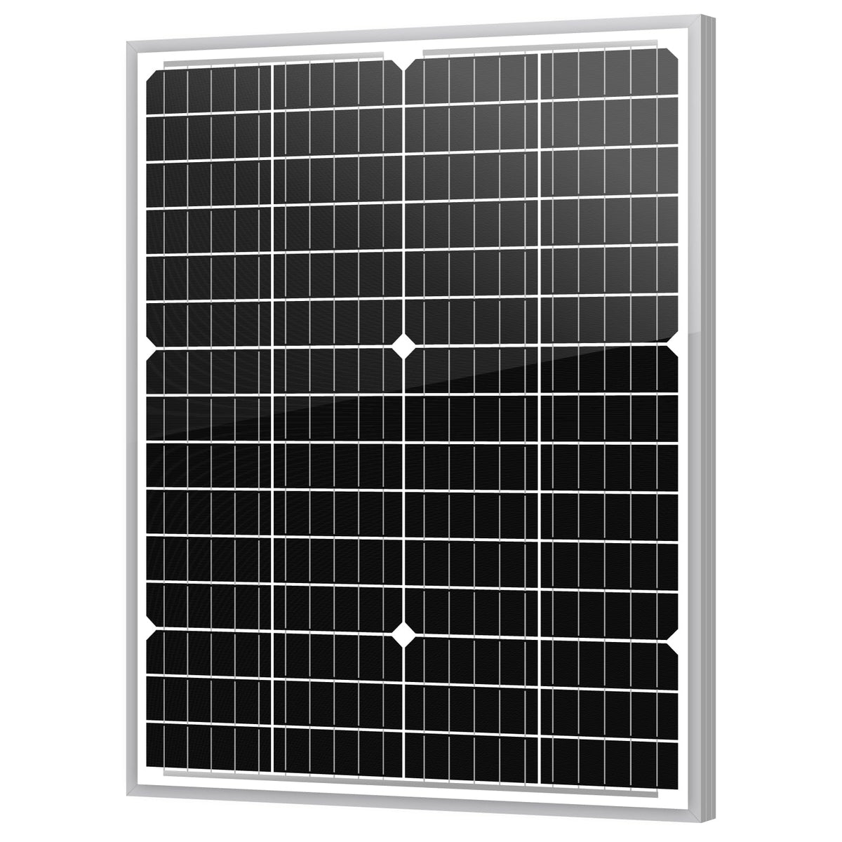 Newpowa 10BB 35W panel front view, high-efficiency PV module for off-grid charging.