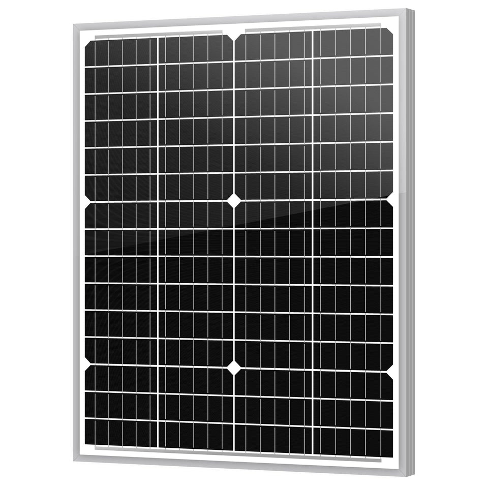 Newpowa 10BB 35W panel front view, high-efficiency PV module for off-grid charging.