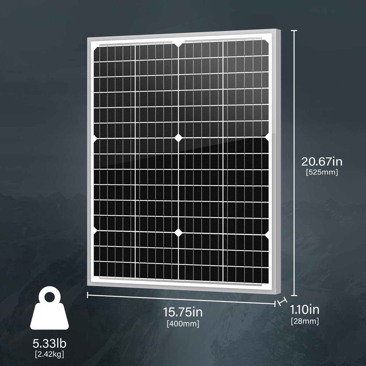 Newpowa 10BB 35W panel side view, compact design for easy RV or boat mounting.