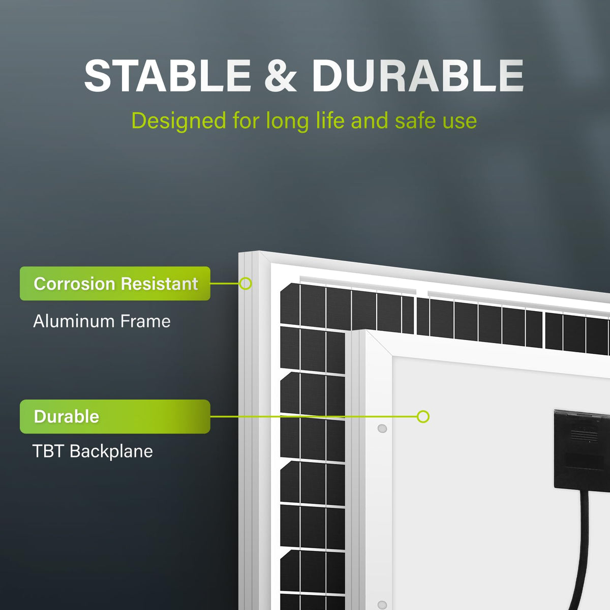 Newpowa 20W 12V panel preattached wires simplify quick RV setup