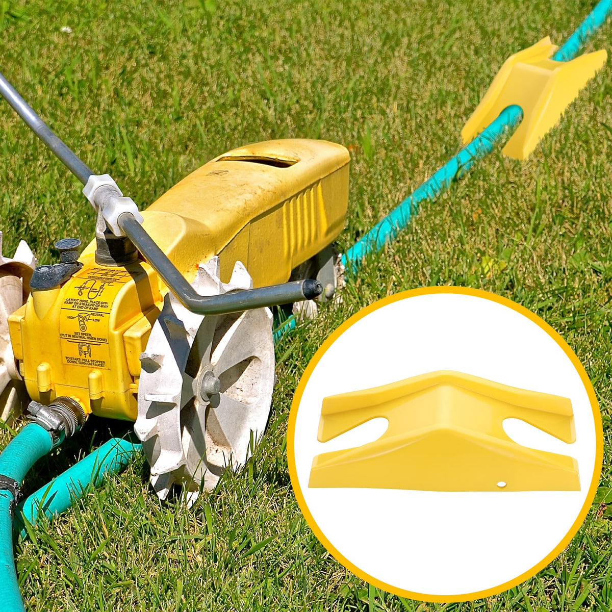 Newtay traveling tractor sprinkler packaged for quick setup.