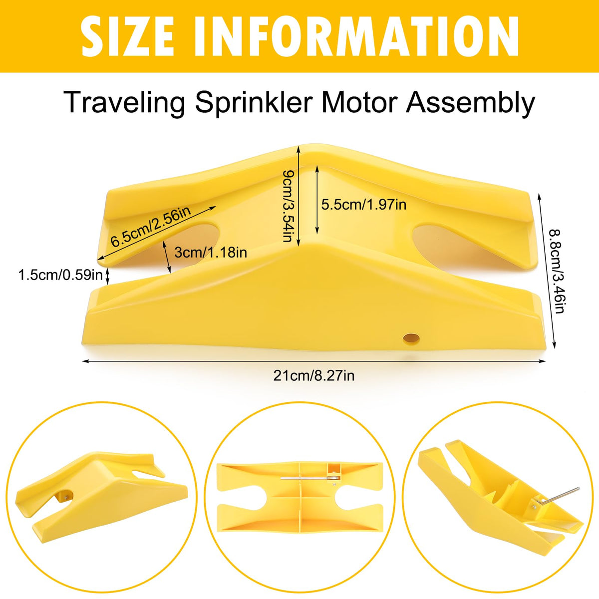 Newtay traveling tractor sprinkler side view highlighting compact design.
