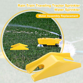Newtay traveling tractor sprinkler yellow body for quick outdoor visibility.